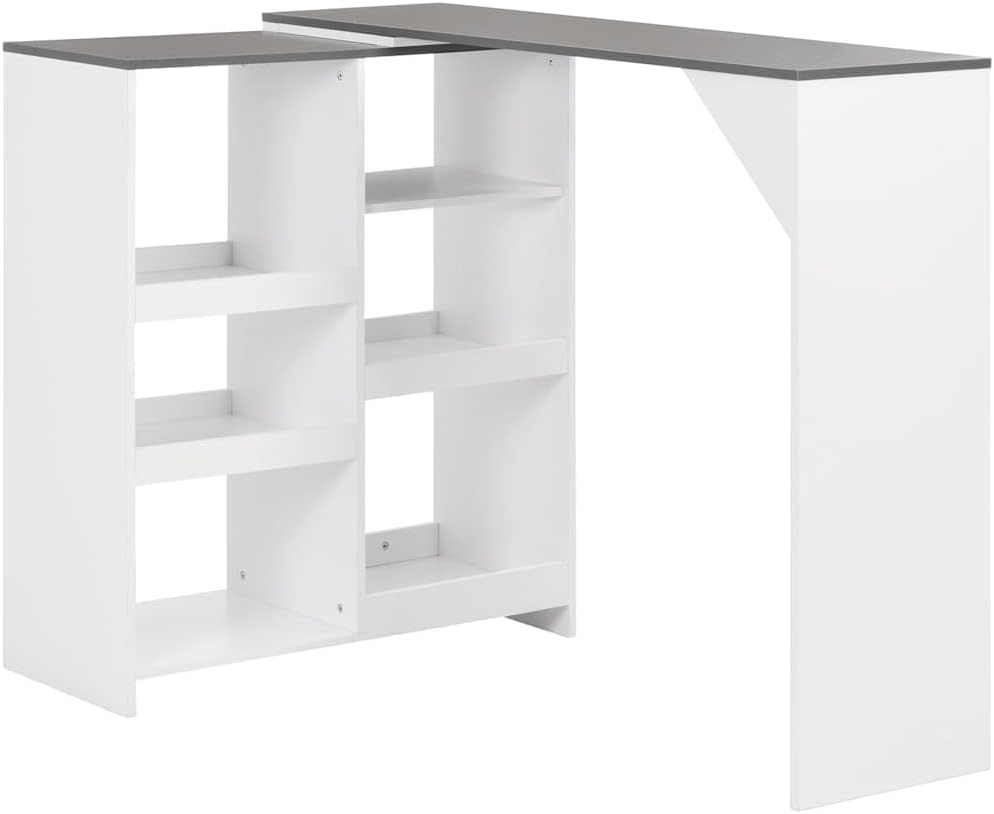 vidaXL Bar Table, Pub Table for Kitchen Home Dining Room Breakfast, Bistro Table with Moveable Shelf, Dining Furniture, Modern Style, White