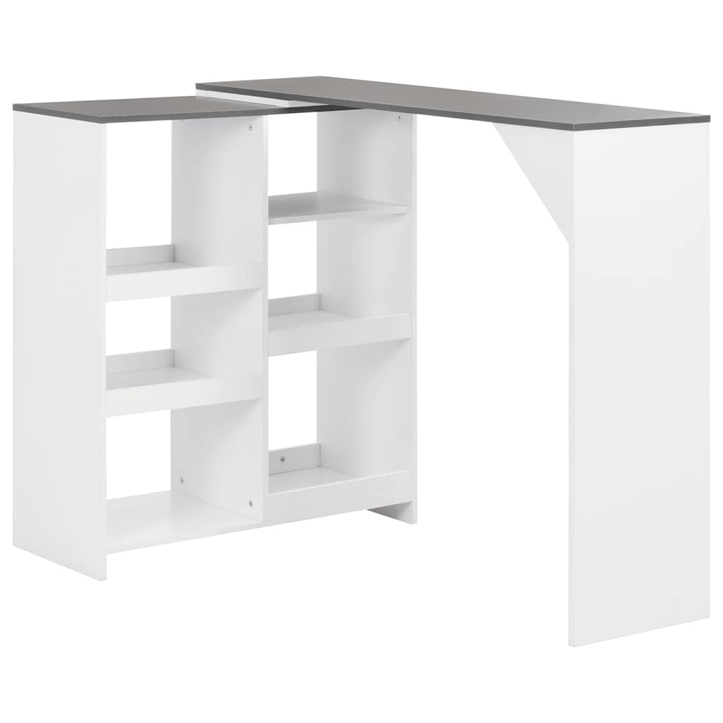 Table de bar bois blanc 138 cm mange debout avec rangement cuisine