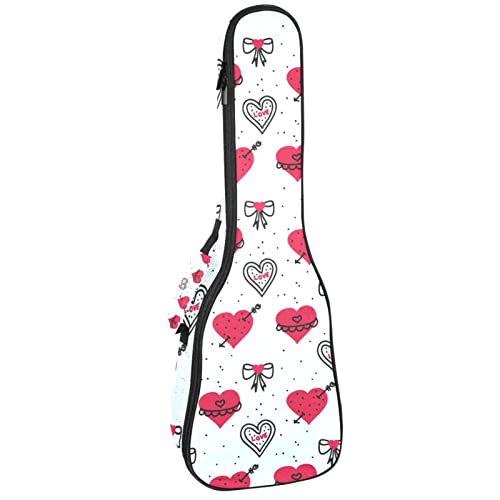 Sac étanche pour ukulélé ténor et soprano avec motif Saint-Valentin dessiné à la main