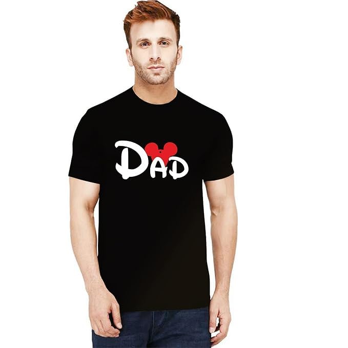 Image of Uniplanet Store Cotton Half Sleeve Couple Mix by Designs Black T-Shirt