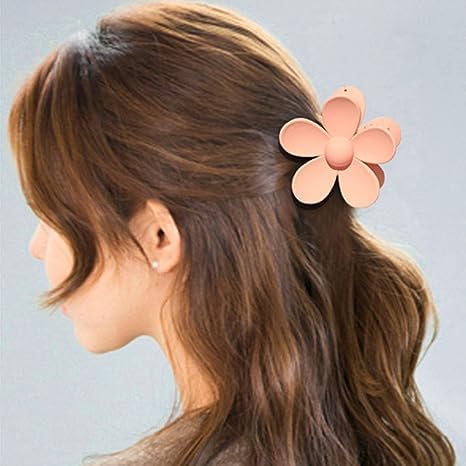 Miniatura 6 de Pinzas para el cabello rosa con forma de flor, pinzas de plástico antiarañazos, sin olor, sujeción útil
