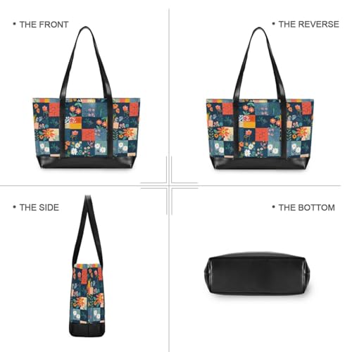 Floral Stitching Plaid professional women laptop tote bag with zipper bag for women work for university with tablet bolsas para computadoras de mujer3