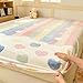 MorroMorn Fleece Fitted Sheet Full Only, Super Soft Plush Bottom Sheet with 20" Deep Pocket, Pink Kawaii Cute for Girls Kids Teen Fall Winter Spring, No Pillowcases (Rainbow Love, Full Size)