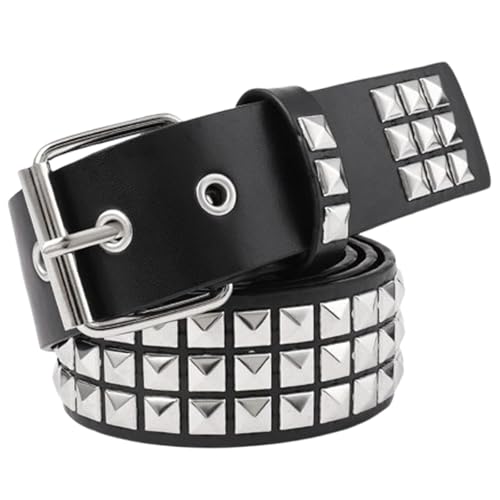 Black Studded Belt Silver Punk Metal Belt Pyramid Stud Belt Goth Belts Rivet Belt Rock Belts Mens Hip Hop Fashion Belt Cool Leather Belts
