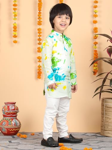 Image of POLKA TOTS Boys Cotton Ethnic Kurta Pajama Set with Attached Koti | Ethnic Motif Wear Kids Kurta Pyjama for Boys & Toddlers | Traditional Dress for Weddings & Festivals | Festive Jubba Set for Babies