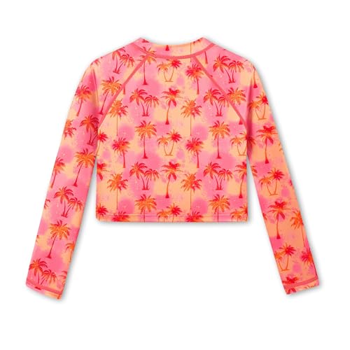 Image of BesserBay Girls Rash Guard UPF 50+ Long Sleeve Mock Neck Crossover Hem Swim Crop Top 4-14 Years