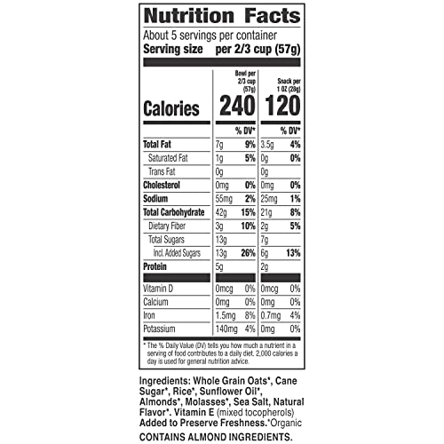 Image of Cascadian Farm Organic Granola, French Vanilla Almond Cereal, Resealable Pouch, 11 oz (Pack of 4)