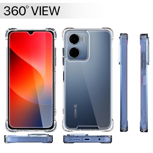 Image of Pikkme Back Cover for Redmi 15A 5G PC + TPU Clear Transparent Raised Edges Shockproof Protective Phone Bumper Case(Transparent)