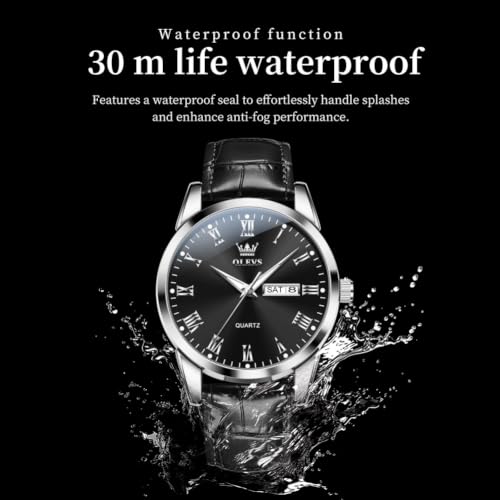 Image of OLEVS Men Watches Leather Band Casual Easy Read Date Analog Quartz