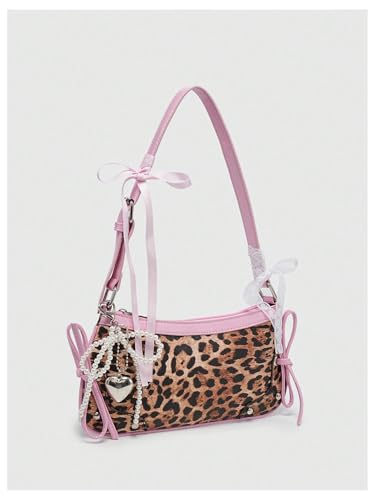 Image of Verdusa Women's Y2K Purse Coquette Bow Tie Vintage Shoulder Bags Lace PU Leather Kawaii Handbag