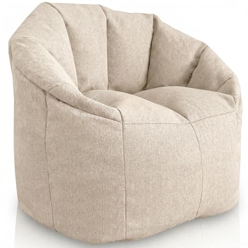 Aiire Sillon Puff Salon de Lujo - [85x85x75] Sofa Puf Moderno en Algodón Premium - Puffs con Relleno Incluido para Adultos o Decoracion Habitacion Juvenil - Bean Bag Chair Infantil XXL Beige
