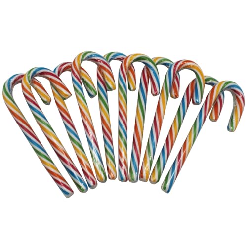 Candy Canes Rainbow – 10 Stück einzeln verpackte bunte Zuckerstangen, 28g – Fröhliche Regenbogen-Farben, ideal für Weihnachten
