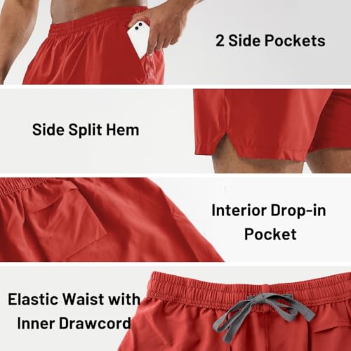Image of MIER Men's Workout Running Shorts Lightweight Active 5 Inches Shorts with Pockets, Quick Dry, Breathable
