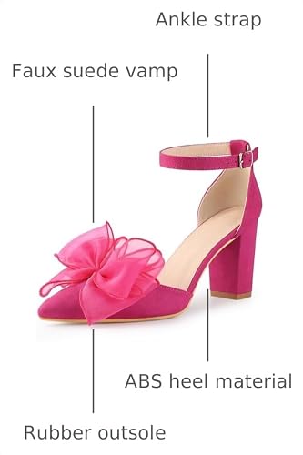 Allegra K Allegra K Women Faux Suede Bow Closed Toe Chunky Heel Pumps Sandals
