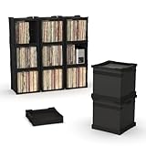 HumminGuru FlexiCube Vinyl Record Storage Box – Stackable Organizer for 12" Records, Holds 70 LPs | Modular Vinyl Shelf & Collapsible Storage Crate. Durable & Portable Space-Saving Design (1 Cube)