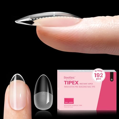 Gelab cosmetics LLC Beetles Tipex Instant Apex Nail Tips, Square Medium, 16 Sizes (00–14), 192pcs, Built-In Apex, No Builder Gel Required, Thicker Strong Acrylic Tips for DIY Nail Extensions