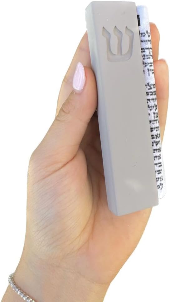 Concrete Mezuzah Case with Scroll – Easy Peel-and-Stick Installation, Durable Protective Cover for Home Blessings and Security (Grey, 6 Inches)