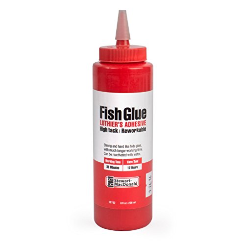 StewMac Fish Glue High Strength Woodworking Adhesive with Long Working Time Non-Toxic Ready-to-Use 8 oz Bottle | Luthiers Adhesive | High Tack | Reworkable