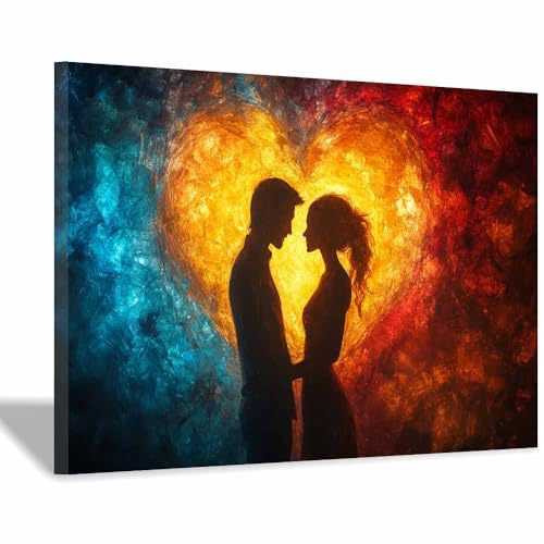 Toile murale couple romantique BOHUO tableau cœur salon chambre 40x60