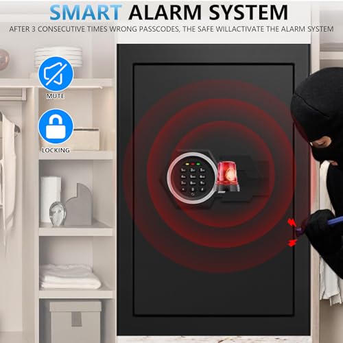 3.3 Cuft Large Home Safes Water and Fireproof, Fire proof Safes for Home Use, Anti-Theft Security Safe Box With Digital Keypad & Removable Shelf and Led Light, Money Safes for Documents Valuables thumbnail 4