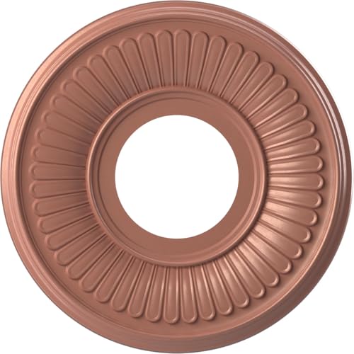 Image of Ekena Millwork CMP10BEFCP Berkshire Thermoformed PVC Ceiling Medallion (Fits Canopies up to 4 1 /2 inch), 10 inchOD x 3 1 /2 inchID x 3 /4 inchP, Universal Pearl Metallic Champagne Pink