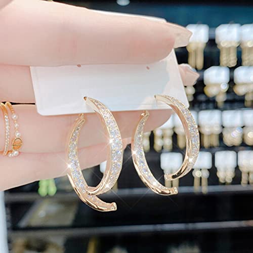 Cross Curved Earrings For Women, Newbieplus Jewelry Earrings, Zircon Ear Cuffs Gold Silver Plated Stick Front Back Linear Drop Gifts Women Teen Girls, 1Pc #TOP5