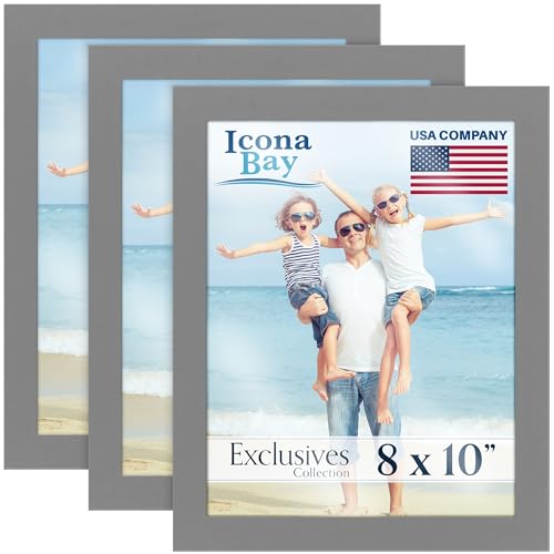 8x10 Picture Frames Gray 3 Pack Exclusives Wood Composite Photo Frame