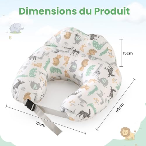 SHANNA Coussin Allaitement Coussin de Grossesse et d'allaitement XXL Oreiller d'allaitement Ergonomique Coussin de Maintien avec Coussin Housse 100% Cotton Amovible(Animaux de La Forêt) – vue 2