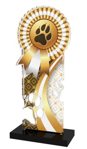Trophy Monster Goldrosetten-Trophäe für Hunde, Größe 180 mm, für Clubs, Wettbewerbe und besondere Hunde, aus 10 mm dickem, bedrucktem Acryl