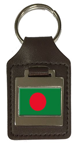 Porte-clés en cuir Bangladesh gravé avec drapeau national