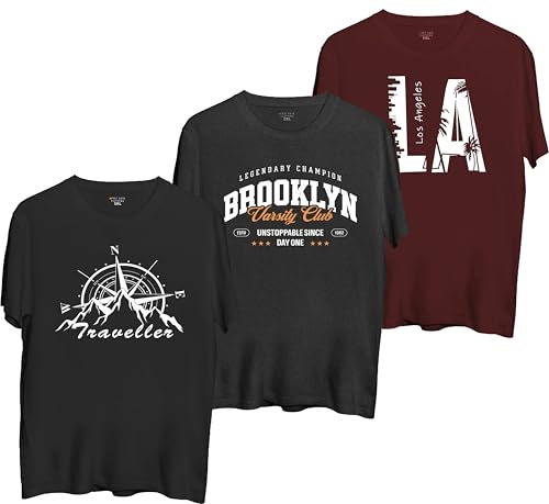 Image of West Gate Clothing Plus Size Cotton T-Shirt for Men | XL, 2XL, 3XL, 4XL, 5XL | Black, Red, White, Blue, Grey Melange | Mens Combo