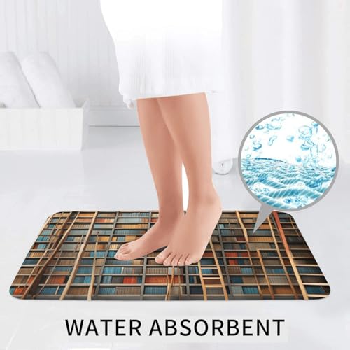 Alfombras de baño antideslizantes de 3 piezas con estampado de libros 7