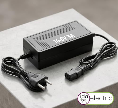 Image of LiFePO4 Battery Charger, 14.6V 3A, IEC Female Connector, CC /CV Smart Charging with Auto Cut-Off & LED Indicator, for 12V Lithium Batteries - Agriculture Spray Pump, EV, Toys & Solar