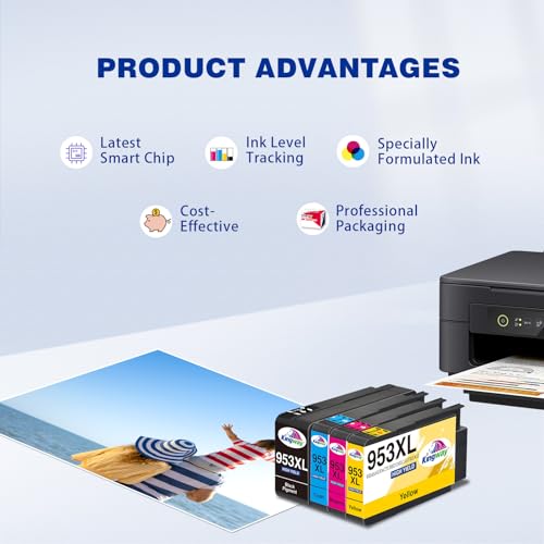 KINGWAY 953XL Ink Cartridges Multipack Remanufactured for HP 953XL Ink Cartridges Compatible with HP Officejet Pro 7720 7740 8710 8715 8720 8725 8210 7730 8718 8728 8218 8730 8740, 4 Pack - Image 3