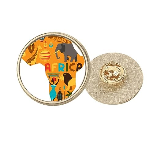 Broche Afrique éléphant dorée au design rond et aux finitions de haute qualité