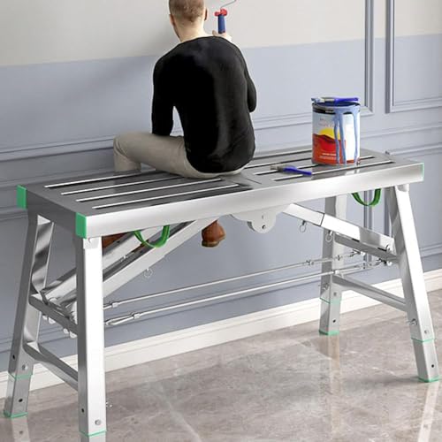 Multirpose - Torre de andamio telescópica con certificación CE, plataforma de trabajo plegable de 160 cm con escalones antideslizantes, bolsa portátil, ideal para construcción y mantenimiento (tamaño