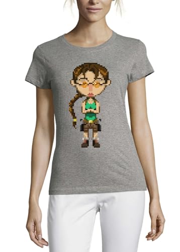 T-shirt femme coton col rond gris haut mode casual