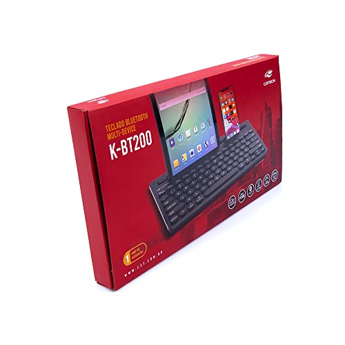 C3TECH Teclado K-BT200BK sem fio Preto - Conexão bluetooth, alterna digitação entre computador, tabl