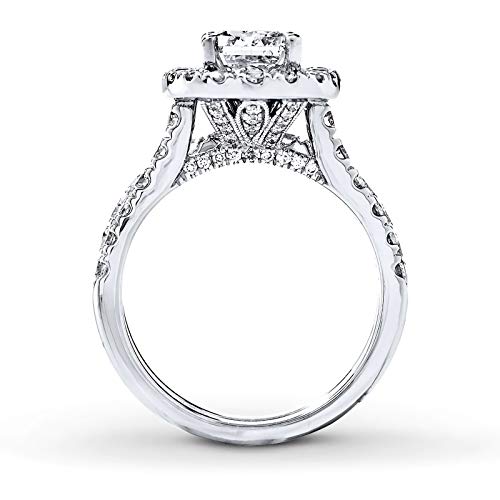 Bridal Set 3-1/3 CT Radiant Cut Moissanite Engagement Rings for Women Platinum Plated Silver2
