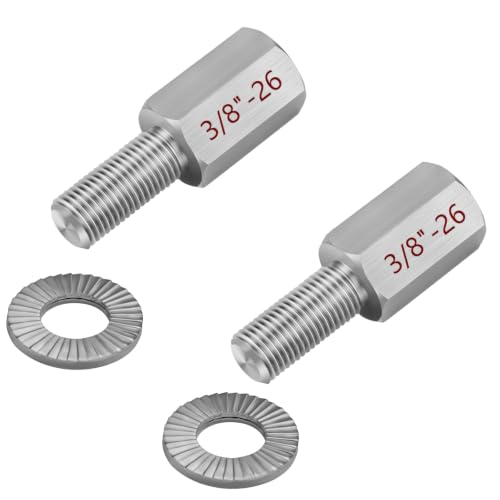 Image of 2 Pack Bicycle Axle Extenders, 3/8"-26 TPI 304 Stainless Steel Extension Bolts with Self-Locking Washers for Kids Bike Training Wheels