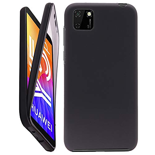 CEKA TECH Coque pour Huawei Y5P 2020, Protection intégrale Avant + arrière en Rigide, Housse Etui Tactile 360 degré  Antichoc, Transparent pour (Huawei Y5p 2020 (5,45 Pouces), Noir)