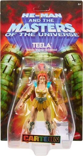 Masters of the Universe Origins Action Figure 200X Cartoon Collection Teela, 5.5 Inch 1980s Motu Heroine, Ponytailed Hair, Detailed Design & Staff​ — view 5