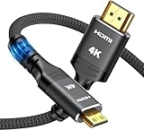Highwings Mini HDMI to HDMI Cable 3.3FT, 4K 60Hz High Speed HDMI to Mini HDMI Cable Male Bi-Directional 2.0 Cord, for HDTV, Tablet, Camera and Camcorder [Aluminum Shell, Nylon Braided] Black