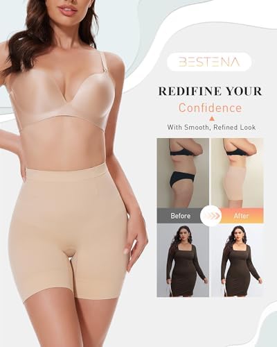 BESTENA Shapewear Shorts for Women, Mid Waist Tummy Control Shaper - 4