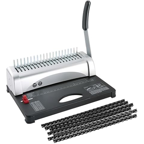 FLK Tech Binding Machine, Comb Binding Machine with with 100PCS 3/8'' Comb Bindings Spines, Binding Machine for Letter Size, A4, A5 Paper Cover
