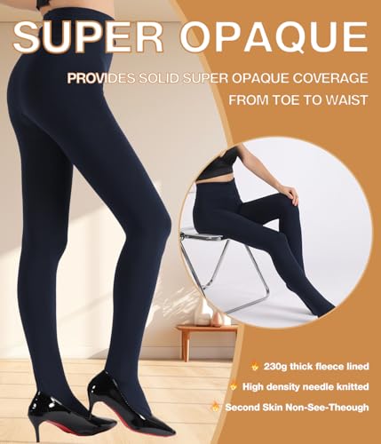 Image of MERYLURE Winter Warm Fleece Lined Tights for Women, Opaque Thermal Pantyhose, High Waisted Control Top Leggings