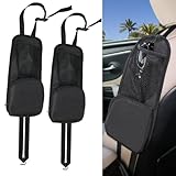 2 Pack Car Storage Organiser Front Seat, Road Trip Essentials Hanging Car Bag Organizer, Side Seat Car Organiser, Multi-functional Mesh Bag, Zipper Bag, Drinks, Item Organiser