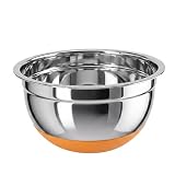 Fackelmann Soft Bowl Antideslizante 24 cm, Bol de Acero Inoxidable con Base de Silicona Naranja, Cuenco de Acero Inox Ideal para Mezclar, Batir y Servir Ensaladas, Apto para Lavavajillas