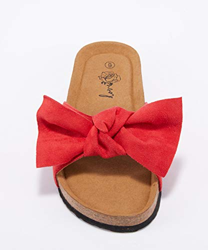 Fisace Womens Bowknot Slide Flat Cork Sandals Slip On Open Toe Slippers Shoes #TOP5