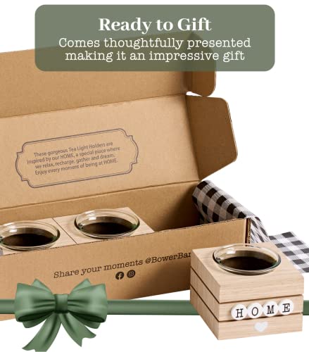 Bower Barn Wooden Candle Holder Set Of 3, Housewarming Gift, Votive Candle Holder Set For Table Centerpieces, Gift For Housewarming, New Home, Or Apartment Gifts, Or Hostess Gifts #TOP2